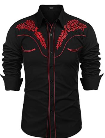 Photo 1 of COOFANDY Men's Western Shirts Long Sleeve Slim Fit Embroideres Cowboy Casual Button Down Shirt
Size: 3XL