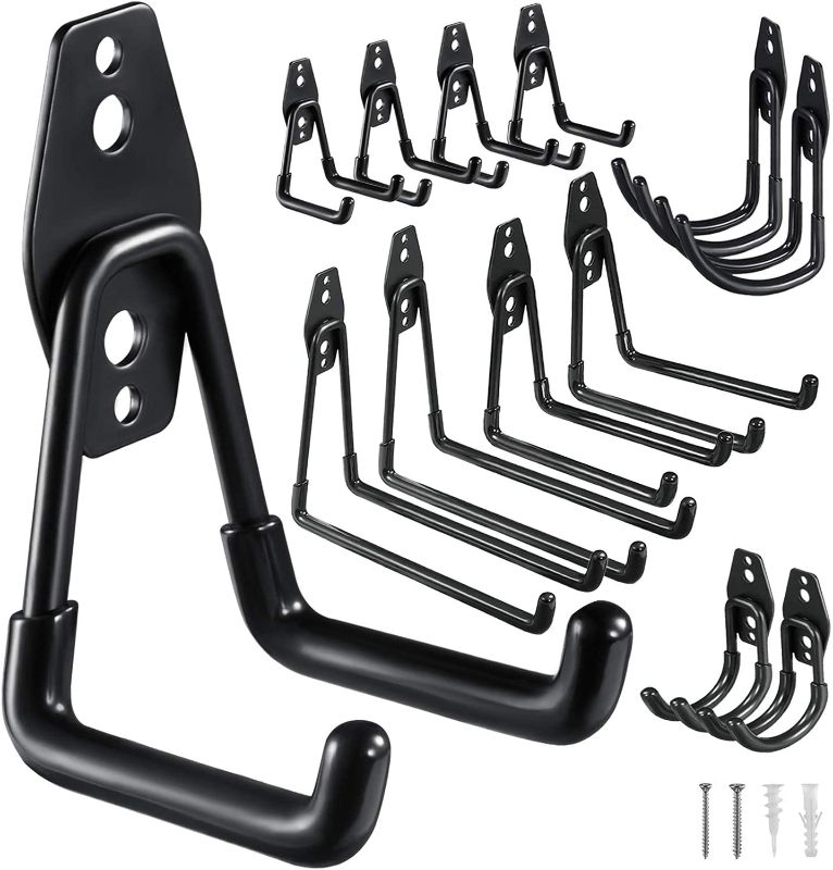 Photo 1 of HUPBIPY 12 Pack Garage Hooks Heavy Duty,Utility Steel Garage Storage Hooks,Wall Mount Garage Hanger&Organizer for Organizing Power Tools,Ladders,Bulk Items,Bikes,Ropes and More Equipment
