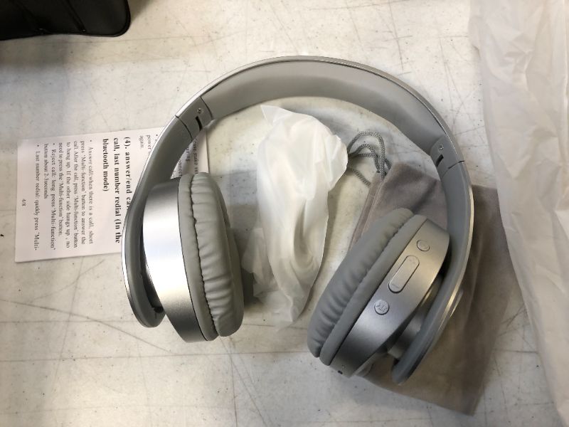 Photo 1 of Bluetooth Headphones Over Ear, pollini Wireless Headset V5.0 with Deep Bass, Soft Memory-Protein Earmuffs and Built-in Mic for iPhone/Android Cell Phone/PC/TV 