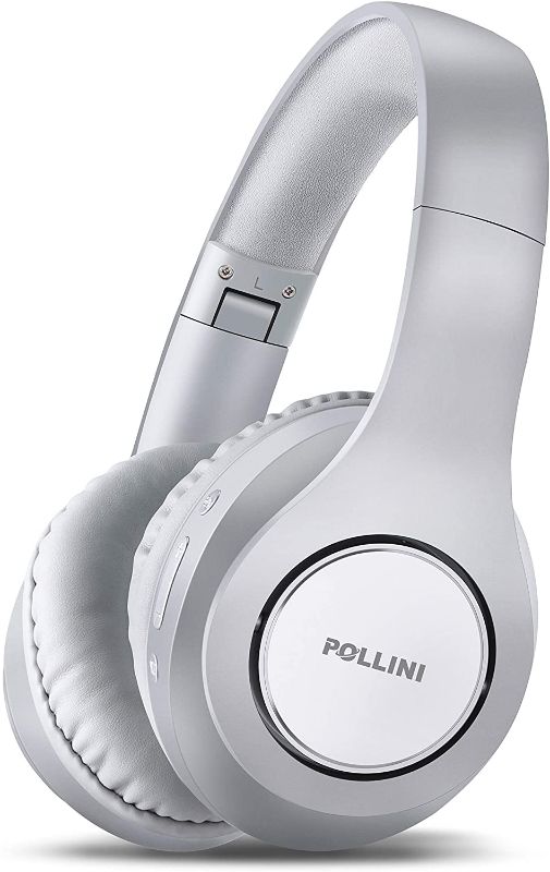 Photo 1 of Bluetooth Headphones Over Ear, pollini Wireless Headset V5.0 with Deep Bass, Soft Memory-Protein Earmuffs and Built-in Mic for iPhone/Android Cell Phone/PC/TV 