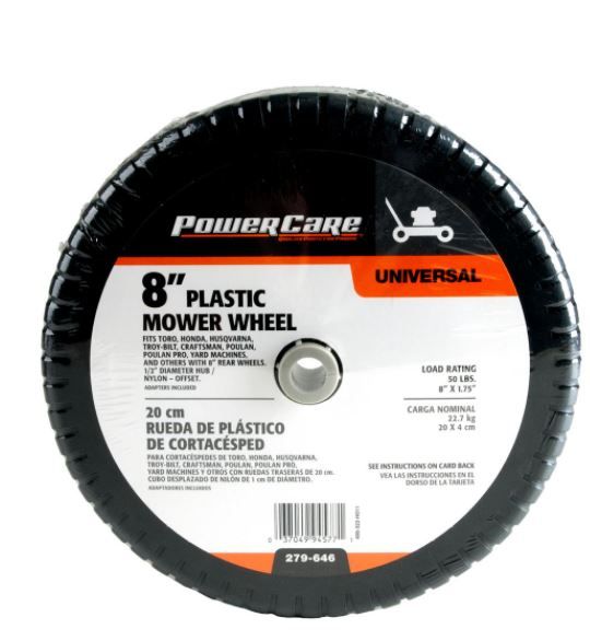 Photo 1 of 8 in. x 1.75 in. Universal Plastic Wheel for Lawn Mowers (2 pack)
