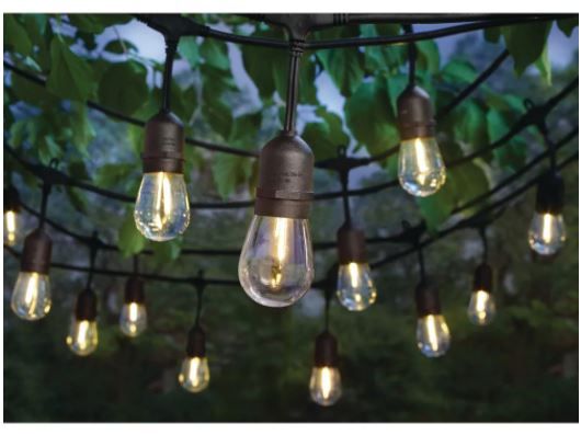 Photo 1 of 24-Light Indoor/Outdoor 48 ft. String Light with S14 Single Filament LED Bulbs--make sure to push bulbs all the way in sockets