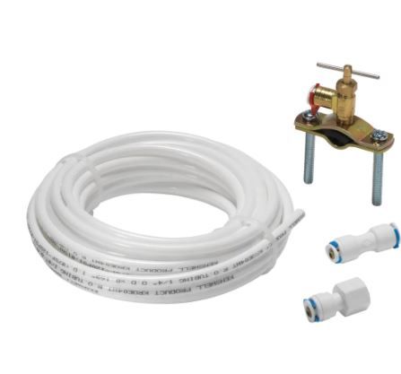 Photo 1 of 1/4 in. x 25 ft. Push-to-Connect Brass Poly Ice Maker Kit Includes Saddle Valve and Fittings
