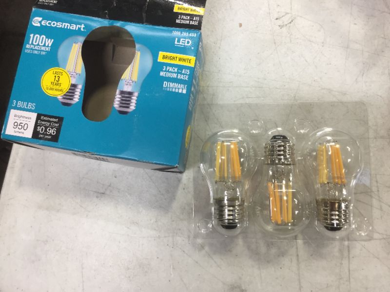 Photo 2 of 100-Watt Equivalent A15 Dimmable Appliance Fan Clear Glass Filament LED Vintage Edison Light Bulb Soft White (3-Pack)
