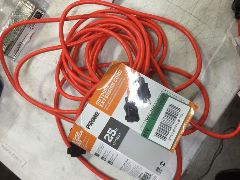 Photo 2 of 25 Ft Orange Extension Cord - 16/3 SJTW Heavy Duty Outdoor Extension Cable with 3 Prong Grounded Plug for Safety - Great for Garden & Major Appliances
