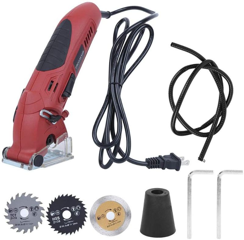 Photo 1 of 3500 RPM Compact Circular Saw, Multifunctional 400W Mini Electric Saw with Wood Steel Marble Cutting Saw Blade, Vacuum Tube and Hex Wrench