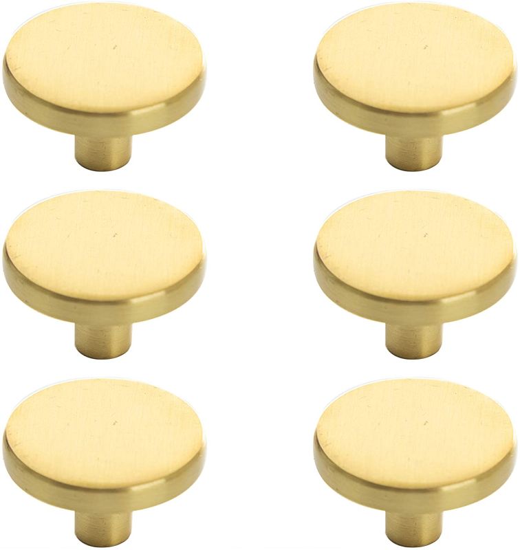 Photo 1 of BINO 6-Pack Cabinet Knobs - 1.22" Diameter (31mm), Brass - Dresser Knobs for Dresser Drawer Knobs and Pulls Knobs and Pulls Handles
