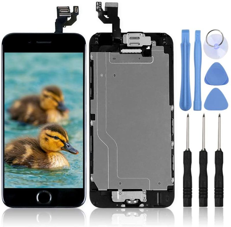 Photo 1 of for iPhone 6 Digitizer Screen Replacement Black - Ayake 4.7'' Full LCD Display Assembly with Home Button, Front Facing Camera, Earpiece Speaker Pre Assembled and Repair Tool Kits