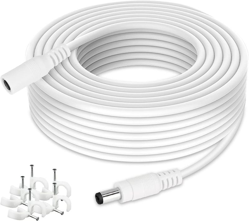 Photo 1 of WildHD DC Power Extension Cable 33ft 2.1mm x 5.5mm Compatible with 12V DC Adapter Cord for CCTV Security Camera IP Camera Standalone DVR (33ft,DC5.5mm Plug White)