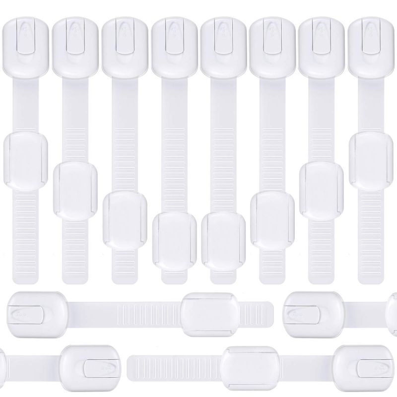 Photo 1 of 12 Pack Child Safety Strap Locks, Adjustable Safety Latches for Baby, Adhesive Baby Locks for Cabinets, Drawers, Fridge, Toilet