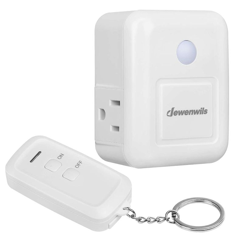 Photo 1 of DEWENWILS Remote Control Outlet with 2 Side Outlets, No Interference Remote Outlet Switch for Electronic Appliances and Holiday Decor, 15A/1875W Heavy Duty, 100 Feet RF Range, White