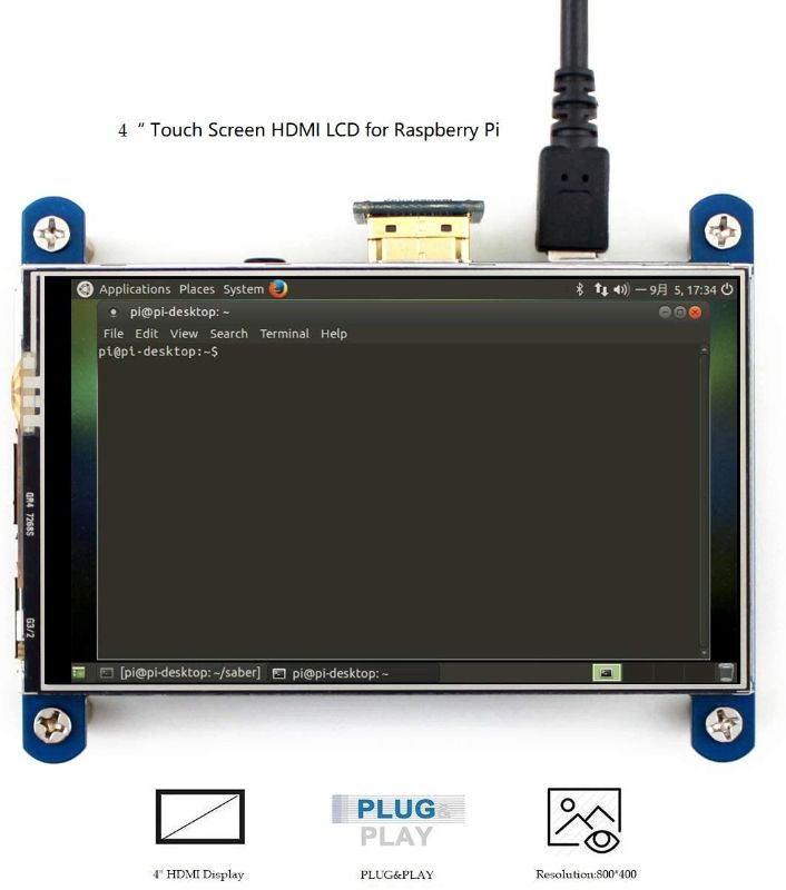 Photo 1 of 4 inch HDMI LCD IPS Display 800x480 Resolution Resistive Touch Screen HDMI Interface for Raspberry Pi 3 B/3 B+/2 B/B+/B Zero W