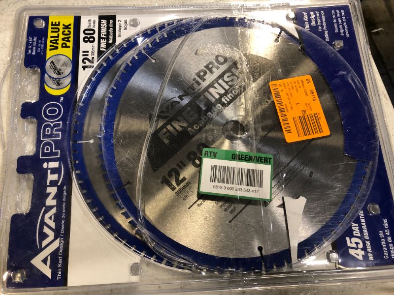 Photo 2 of 12 in. x 80-Tooth Fine Finish Circular Saw Blade (2-Pack)
