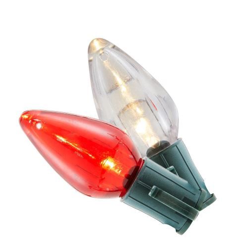 Photo 1 of 16 ft. 25-Light LED Red and White C9 Super Bright Steady Lit String Light
