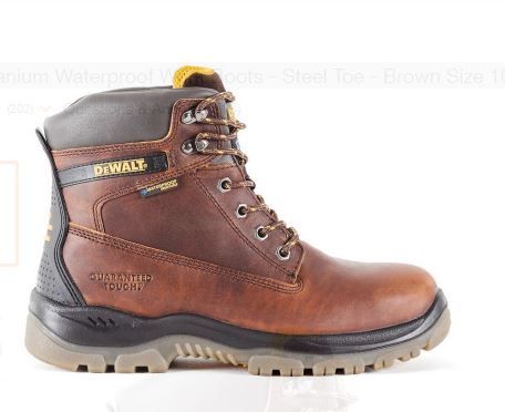 Photo 1 of DEWALT Men's Titanium Waterproof Work Boots - Steel Toe - Brown Size 10(W)
