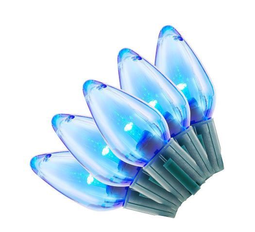 Photo 1 of 16 ft. 25-Light LED Blue C9 Super Bright Steady Lit String Light
