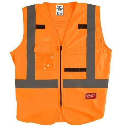 Photo 1 of MILWAUKEE Small/Medium Orange Class 2 High Visibility Safety Vest with 10 Pockets
