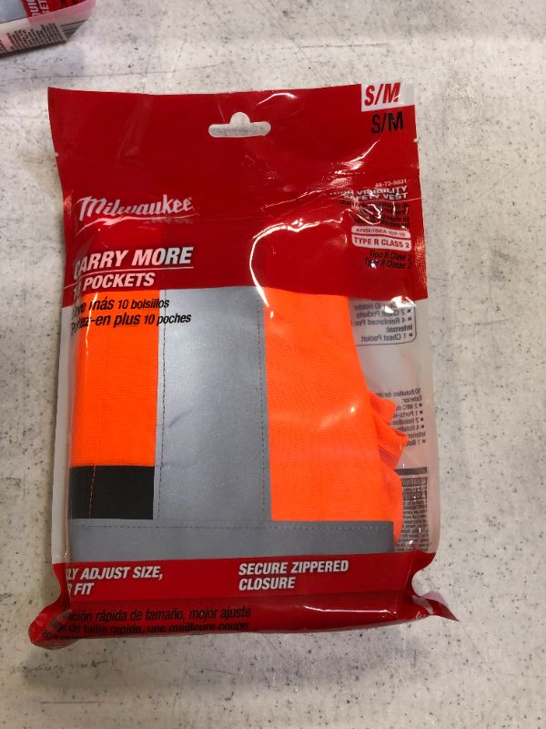 Photo 2 of MILWAUKEE Small/Medium Orange Class 2 High Visibility Safety Vest with 10 Pockets
