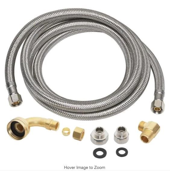 Photo 1 of 3/8 in. x 3/8 in. x 60 in. Stainless Steel Universal Dishwasher Supply Line
