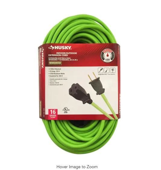 Photo 1 of 25 ft. 16/2 Indoor/Outdoor Extension Cord, Green
