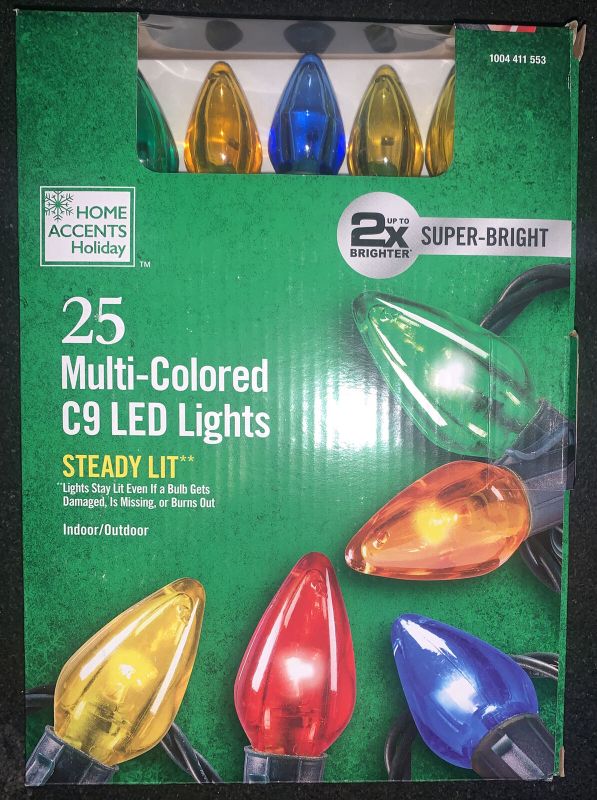 Photo 1 of  25 LED Super Bright C9 Multi-Colored 24 ft. Indoor-Outdoor by Home Accents
