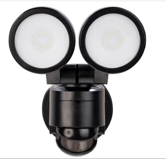 Photo 1 of 180° Black Motion Activated Outdoor Integrated LED Twin Head Flood Light
