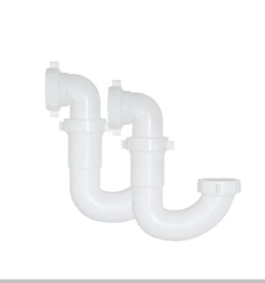 Photo 1 of 1-1/2 in. White Plastic Sink Drain P-Trap Kit (2-Pack)
