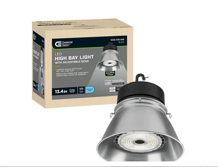 Photo 1 of 13.4 in. Round 400W Equivalent Integrated LED Brushed Nickel High Bay Light w/ Adjustable Beam High Output 22,000 Lumen
