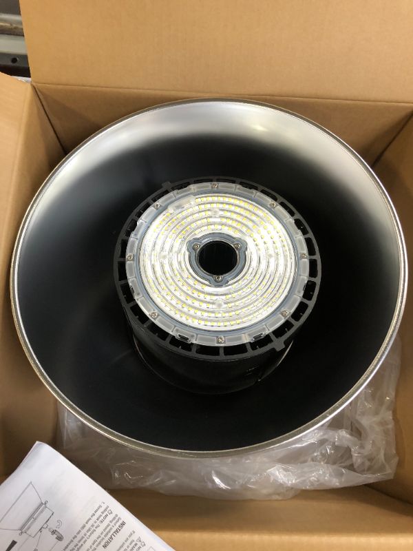 Photo 4 of 13.4 in. Round 400W Equivalent Integrated LED Brushed Nickel High Bay Light w/ Adjustable Beam High Output 22,000 Lumen
