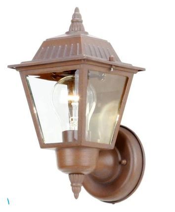 Photo 1 of 1-Light Rustic Bronze Outdoor Wall Lantern Sconce
