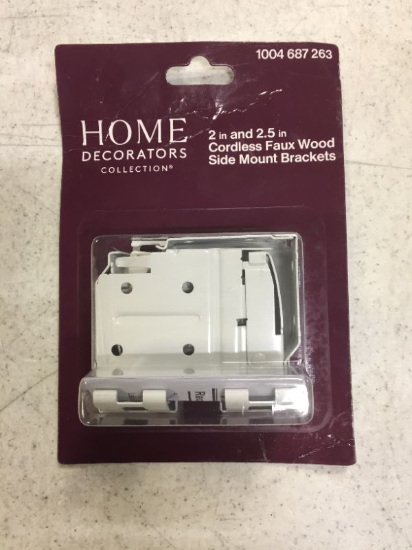 Photo 2 of 2 in. and 2.5 in. Cordless Faux Wood Side Mounting Bracket Set in White
