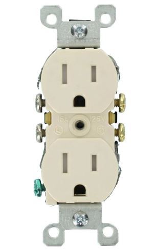 Photo 1 of 15 Amp Tamper-Resistant Duplex Outlet, Light Almond (10-Pack)
