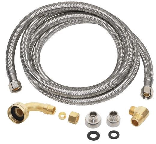 Photo 1 of 3/8 in. x 3/8 in. x 60 in. Stainless Steel Universal Dishwasher Supply Line
