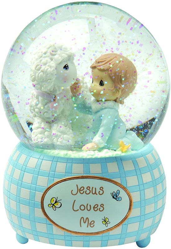 Photo 1 of Precious Moments, Jesus Loves Me, Boy, Resin Snow Globe, 102404
