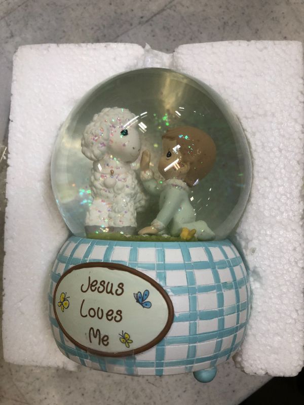 Photo 2 of Precious Moments, Jesus Loves Me, Boy, Resin Snow Globe, 102404
