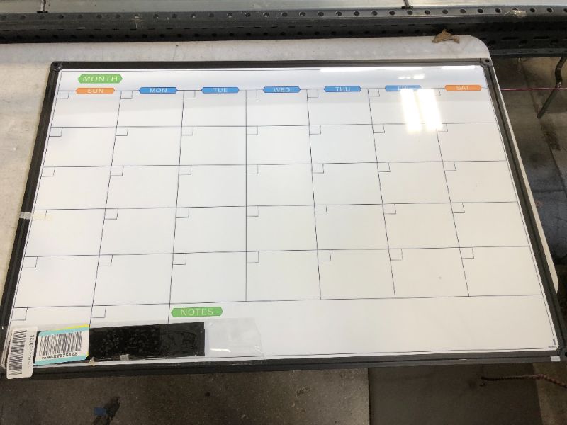 Photo 1 of Dry Erase Calendar Whiteboard - Magnetic White Board Calendar Monthly 36 X 24 Inch, Black Aluminum Frame Wall Mounted Board for Office Home and School