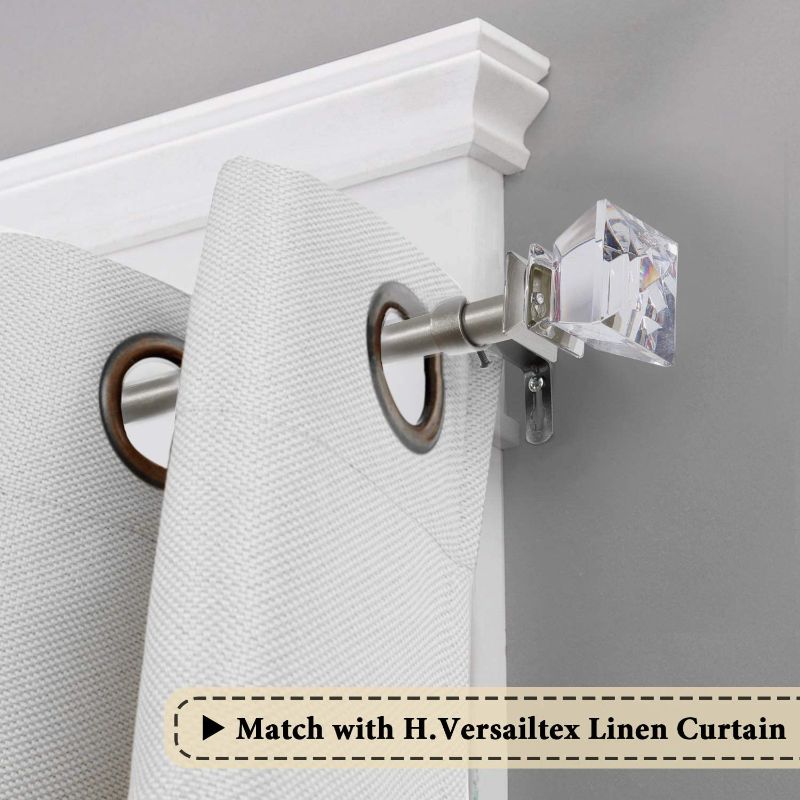 Photo 2 of H.VERSAILTEX Window Curtain Rods for Windows 28 to 48 Inches Adjustable Decorative 3/4 Inch Diameter Standard Single Window Curtain Rod Set with Acrylic Diamond Finials, Nickel
