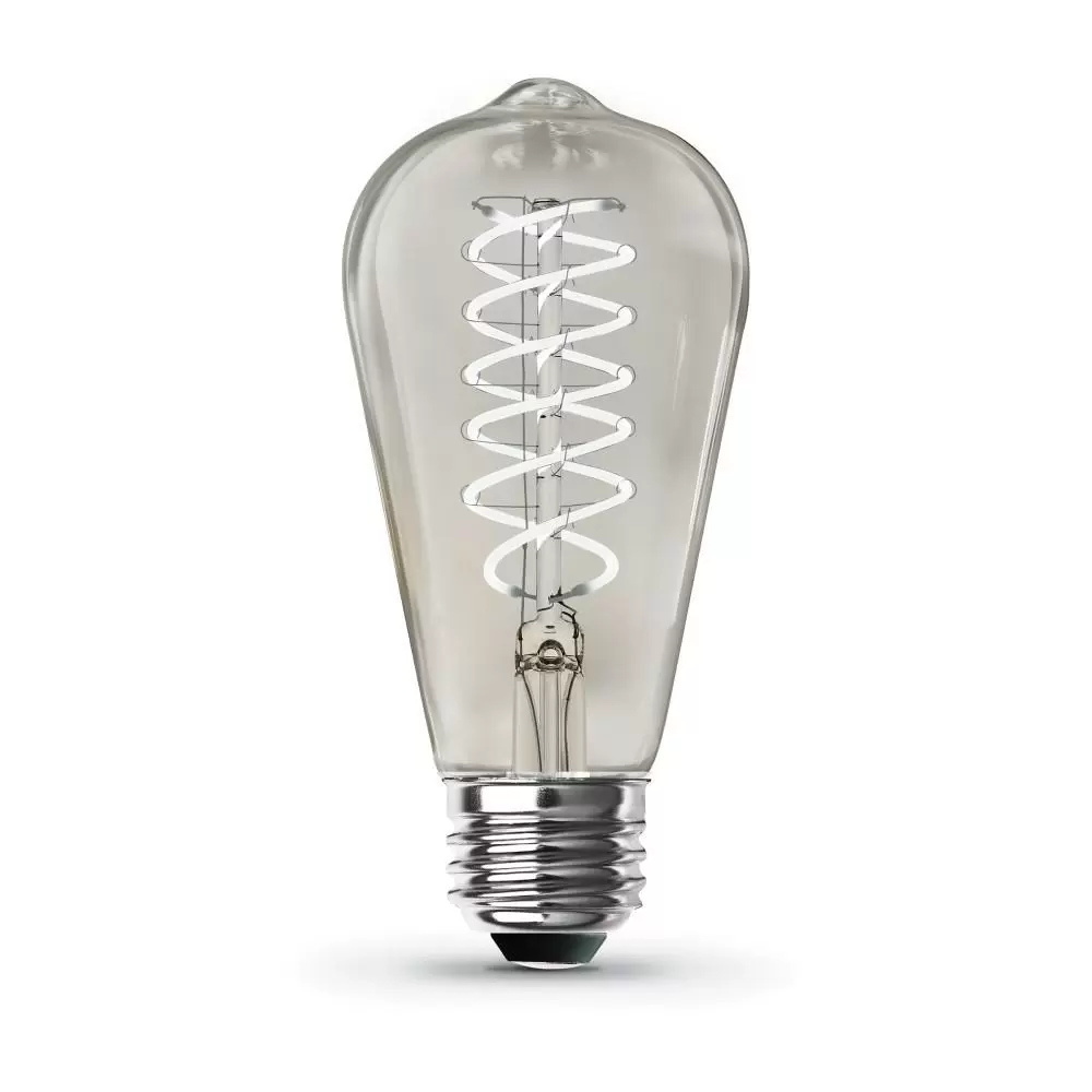 Photo 1 of Feit Electric 60-Watt Equivalent ST19 Dimmable Spiral Filament Clear Glass E26 V

