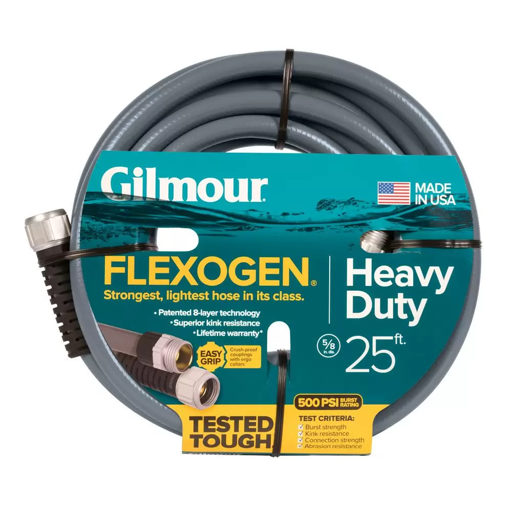 Photo 1 of Gilmour 5/8 in. Dia x 25 ft. Gray Flexogen Heavy Duty Garden Water Hose
