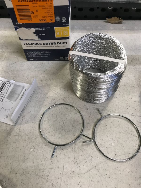 Photo 1 of General Electric PM8X73 Flexible Foil Clothes Dryer Transition Duct with Clamps
