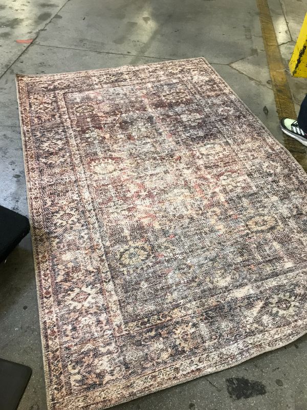 Photo 2 of Amber Lewis x Loloi Georgie Collection GER-07 Moss / Salmon 5' x 7'6" Area Rug
