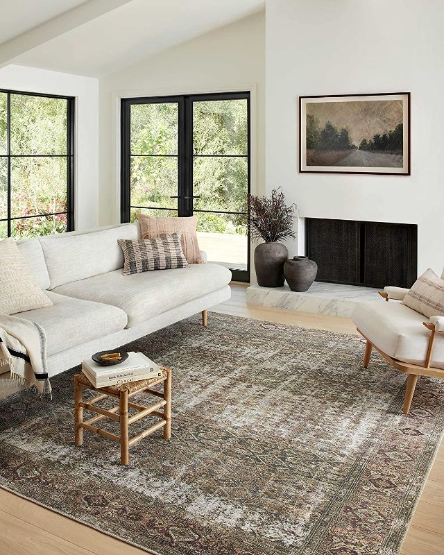 Photo 1 of Amber Lewis x Loloi Georgie Collection GER-07 Moss / Salmon 5' x 7'6" Area Rug
