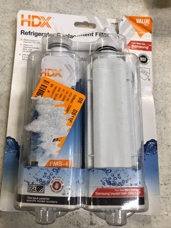 Photo 1 of HDX FMS-4 Premium Refrigerator Water Filter Replacement Fits Samsung HAF-QIN/EXP (2-Pack)
