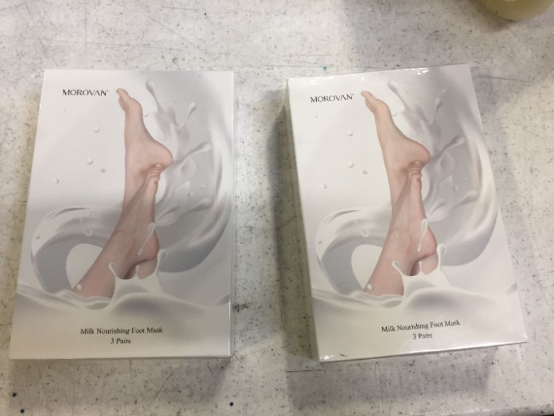 Photo 1 of 2 PACK Foot Mask, Foot Milk Moisturizing Mask for Rough and Dry Skin, Nourishing Soften Foot Care Peel off Cream for Dry Crack Feet, 3 Pairs Foot Spa Treatment Mask for Dead Skin Hydrating, Foot Mask for Women & Men
