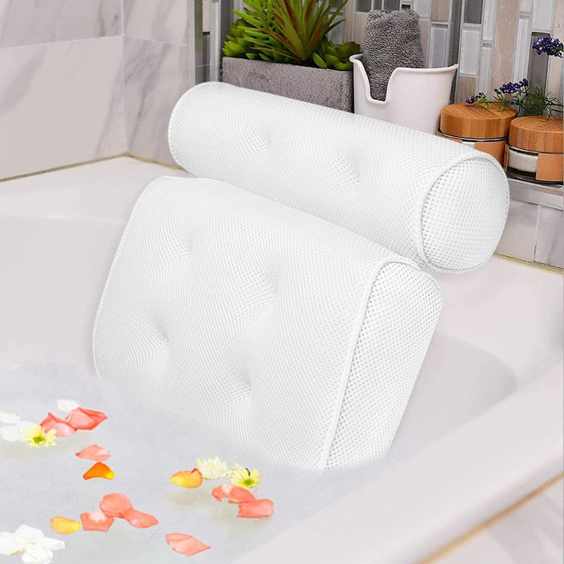 Photo 1 of Idle Hippo Bath Pillow Bathtub Spa Pillow with 6 Upgraded Non-Slip Suction Cups, Extra Thick Bathtub Cushion for Head, Neck, Back and Shoulder Support, Fits Jacuzzi & Hot Tubs
