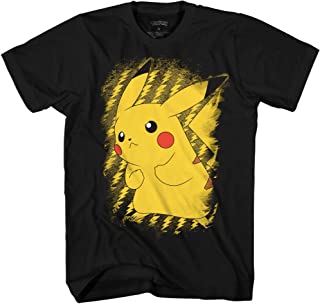 Photo 1 of Pokemon Pikachu Brushy Pokeball Men's Graphic T-Shirt (Black, X-Small)