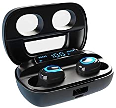 Photo 1 of DTC D1 Bluetooth 5.0 Wireless Earbuds w/Free Memory Foam Eartip Charging Case, TWS Stereo, in-Ear, Built-in Mic Headset, Premium Sound, Deep Bass, Workout, Gym, Sport, Black, Waterproof