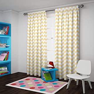 Photo 1 of 2 Panels ECLIPSE Kids Room Darkening Curtains for Bedroom - My Scene 42" x 84" Thermal Insulated Single Panel Rod Pocket Light Blocking Privacy Curtains for Nursery, Yellow