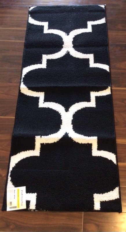 Photo 1 of Area Rug- 2 x 5 ft- Quatrefoil Black and White