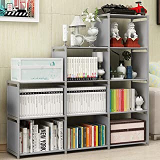 Photo 1 of  Bookshelf 9-Cubes Book Shelf Office Storage Shelf Plastic Storage Cabinet (Grey)